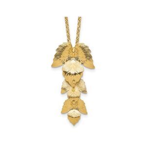 Gold Plated Sterling Silver Leaf Pendant Necklace with Chain (16 inches)